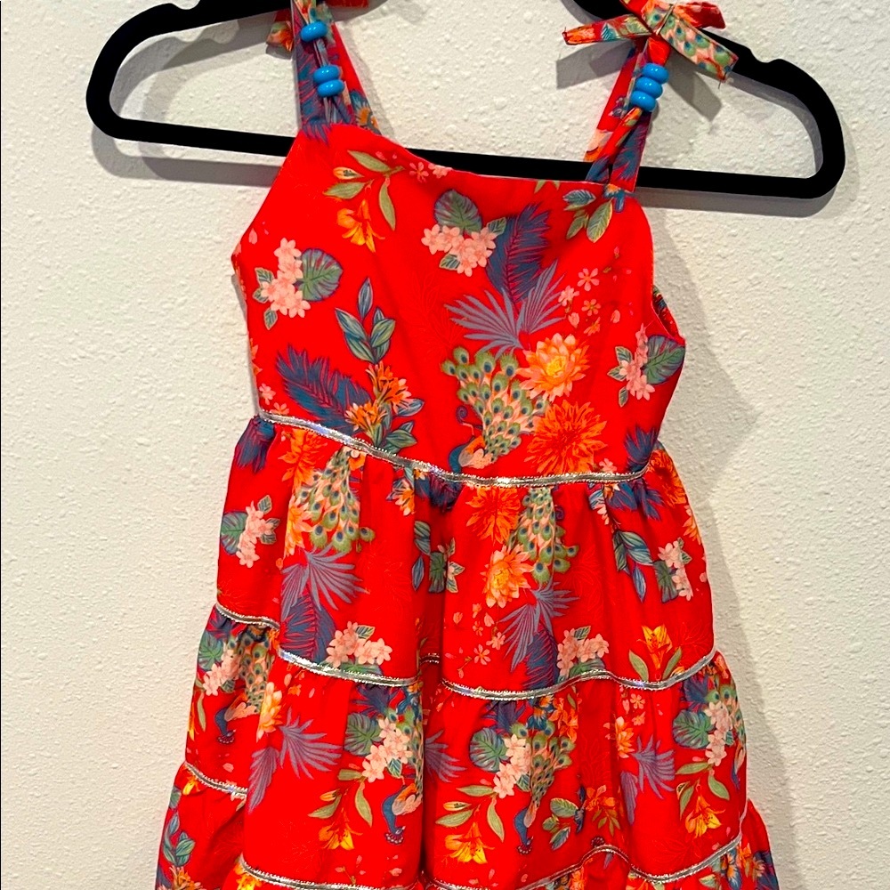 Girls Peek Tiered midi Dress strappy glitzy rainbowcore Barbiecore party holiday - Picture 10 of 10